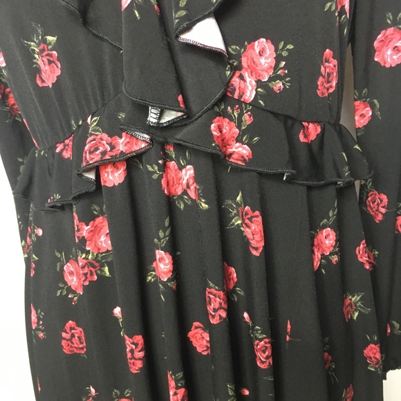 Torrid Black Floral Jersey Knit Skater Dress - Picture 5 of 7
